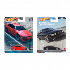 Набор Машинок Premium Hot Wheels 1991 BMW M5 E34 HKD28 Black + 2001 BMW M5 E39 HKC52 Red - Retromagaz