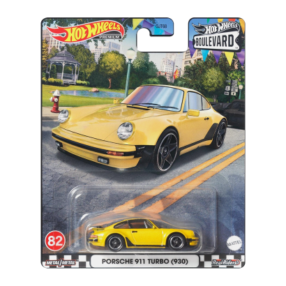 Машинка Premium Hot Wheels Porsche 911 Turbo (930) Boulevard 1:64 GJT68/HKF34 Yellow - Retromagaz