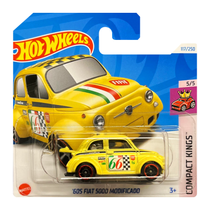 Машинка Базова Hot Wheels '60s Fiat 500D Modificado Compact Kings 1:64 HTC20 Yellow - Retromagaz