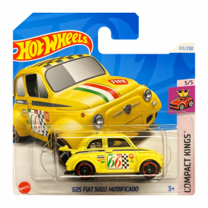 Машинка Базовая Hot Wheels '60s Fiat 500D Modificado Compact Kings 1:64 HTC20 Yellow - Retromagaz