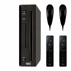 Набір Консоль Nintendo Wii RVL-001 Europe 512MB Black Без Геймпада Б/У  + Контролер Дротовий Nunchuk + Контролер Бездротовий Remote - Retromagaz