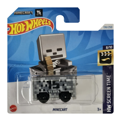 Машинка Базовая Hot Wheels Minecraft Minecart Screen Time 1:64 HTB38 Grey - Retromagaz