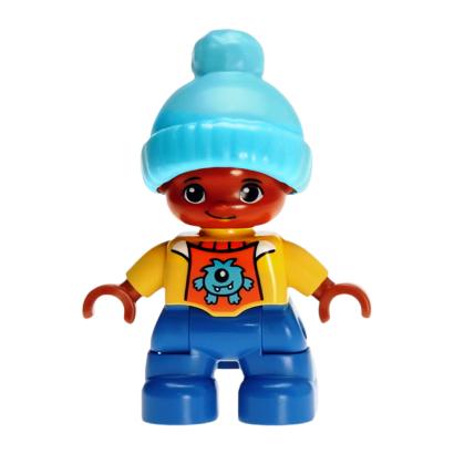 Фигурка Lego Boy Child Blue Legs Yellow Top Medium Azure Bobble Cap Duplo 47205pb047 Б/У - Retromagaz