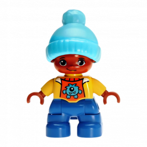 Фигурка Lego Boy Child Blue Legs Yellow Top Medium Azure Bobble Cap Duplo 47205pb047 Б/У