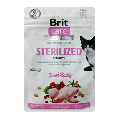 Сухой Корм для Кошек Cтерилизованных Brit Care Sensitive Кролик 2kg - Retromagaz