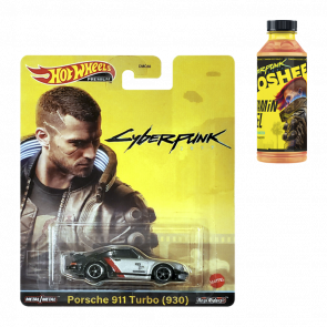 Набір Машинка Premium Hot Wheels Cyberpunk 2077 Porsche 911 HCP04 + Напій Vitamin Fuel Peach & Strawberry - Retromagaz