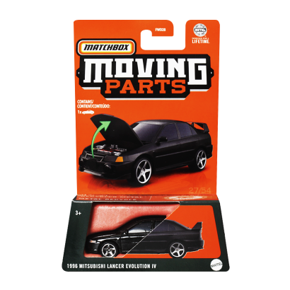 Тематическая Машинка Matchbox 1996 Mitsubishi Lancer Evolution IV Moving Parts 1:64 FWD28/HVM98 Black - Retromagaz