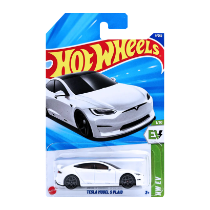 Машинка Базова Hot Wheels Tesla Model S Plaid EV 1:64 HYX58 White - Retromagaz