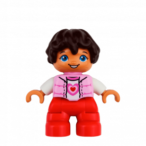 Фигурка Lego Girl Red Legs Bright Pink Top Duplo 47205pb057 Б/У