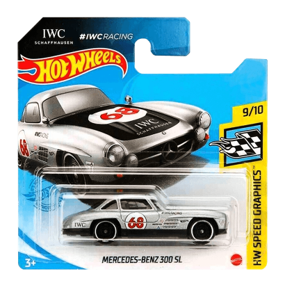 Машинка Базова Hot Wheels IWC Schaffhausen Mercedes-Benz 300 SL Speed Graphics 1:64 GRY47 Silver - Retromagaz