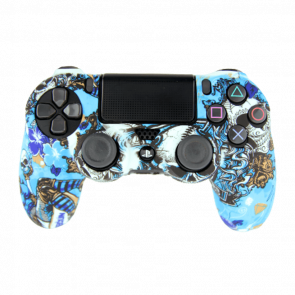 Чохол Силіконовий RMC PlayStation 4 Skulls Blue Новий - Retromagaz