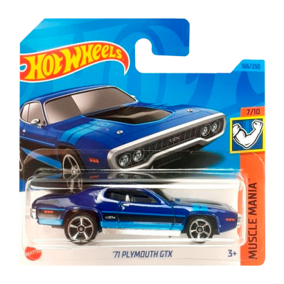 Машинка Базова Hot Wheels '71 Plymouth GTX Muscle Mania 1:64 HKK91 Blue - Retromagaz