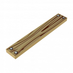 Плитка Lego Декоративна Wood Grain and 4 Silver Nails Pattern 1 x 6 6636pb143 6176227 Dark Tan Б/У