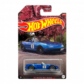 Тематическая Машинка Hot Wheels '91 Mazda MX-5 Miata Japanese Classics 1:64 HLK17 Blue - Retromagaz