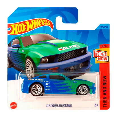 Машинка Базовая Hot Wheels '07 Ford Mustang Falken Then and Now 1:64 HKJ43 Blue - Retromagaz