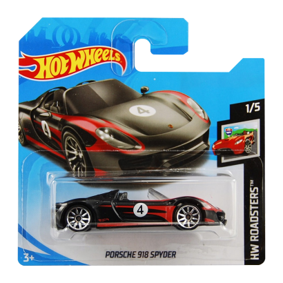 Машинка Базова Hot Wheels Porsche 918 Spyder Roadsters 1:64 FYD27 Black - Retromagaz