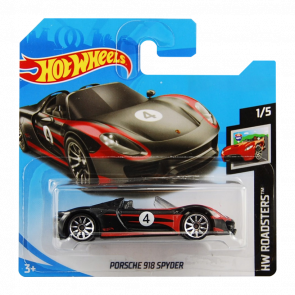 Машинка Базова Hot Wheels Porsche 918 Spyder Roadsters 1:64 FYD27 Black - Retromagaz