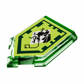 Плитка Lego Модифікована Декоративна Pentagonal Nexo Power Shield Mechanical Griffin 2 x 3 22385pb101 6171905 Trans-Bright Green 4шт Б/У