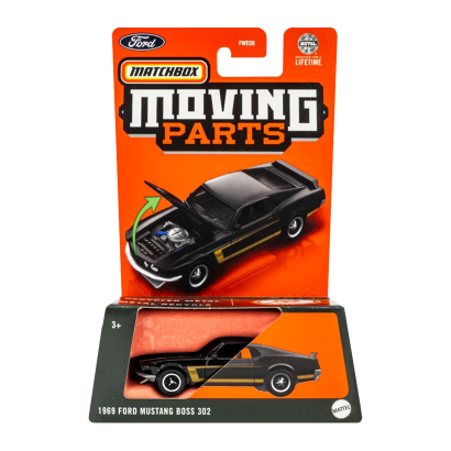 Тематична Машинка Matchbox 1969 Ford Mustang Boss 302 Moving Parts 1:64 FWD28/HVN03 Black - Retromagaz