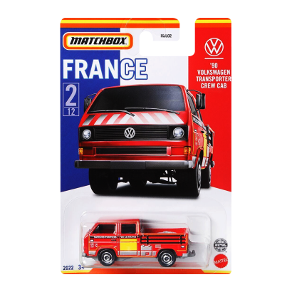 Тематична Машинка Matchbox '90 Volkswagen Transporter Crew Cab France 1:64 HBL02/HFH69 Red - Retromagaz