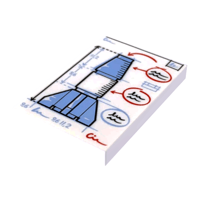 Плитка Lego Модифікована Декоративна with Rocket Blueprint Pattern 2 x 3 26603pb076 6303476 White Б/У - Retromagaz