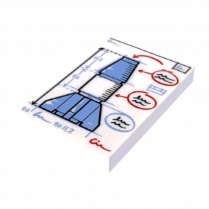 Плитка Lego Модифікована Декоративна with Rocket Blueprint Pattern 2 x 3 26603pb076 6303476 White Б/У