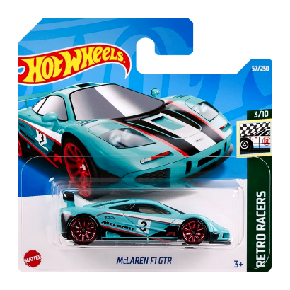 Машинка Базова Hot Wheels McLaren F1 GTR Retro Racers 1:64 HCW37 Light Blue - Retromagaz