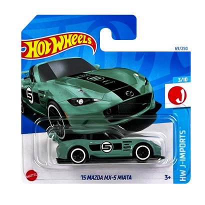 Машинка Базовая Hot Wheels '15 Mazda MX-5 Miata J-Imports 1:64 HTC42 Green - Retromagaz