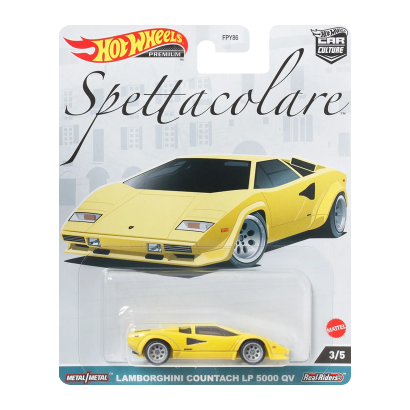 Машинка Premium Hot Wheels Lamborghini Countach LP 5000 QV Spettacolare 1:64 FPY86/HKC47 Yellow - Retromagaz