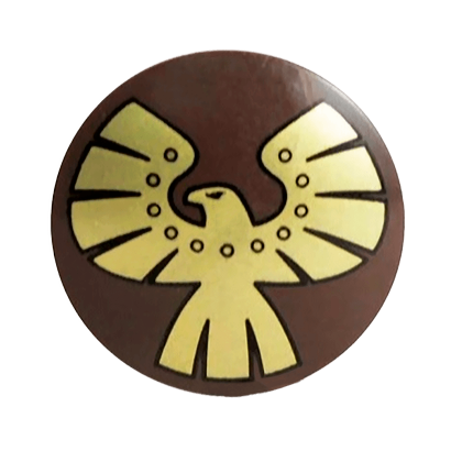 Оружие Lego Щит Round with Rounded Front with Gold Eagle Pattern 75902pb03 6033610 Dark Brown Б/У - Retromagaz