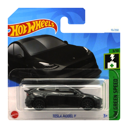 Машинка Базовая Hot Wheels Tesla Model Y Green Speed 1:64 HTC93 Black - Retromagaz