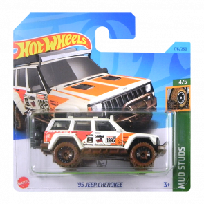 Машинка Базовая Hot Wheels '95 Jeep Cherokee Treasure Hunts Mud Studs 1:64 HKL02 White - Retromagaz