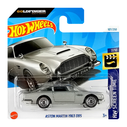 Машинка Базова Hot Wheels Aston Martin 1963 DB5 James Bond 007 Goldfinger Screen Time 1:64 HTB36 Grey - Retromagaz