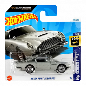 Машинка Базова Hot Wheels Aston Martin 1963 DB5 James Bond 007 Goldfinger Screen Time 1:64 HTB36 Grey - Retromagaz