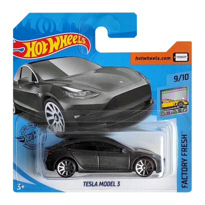 Машинка Базовая Hot Wheels Tesla Model 3 Factory Fresh 1:64 GHC05 Metallic Silver - Retromagaz