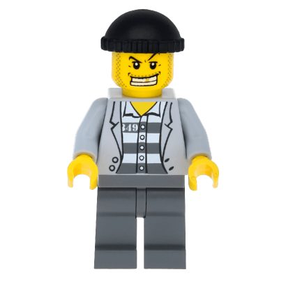 Фігурка Lego Police 973pb0798 Prisoner Jacket over Prison Stripes City cty0206 Б/У - Retromagaz