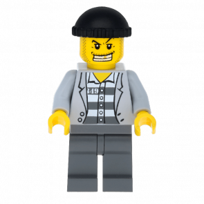 Фігурка Lego Police 973pb0798 Prisoner Jacket over Prison Stripes City cty0206 Б/У - Retromagaz