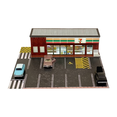 Диорама G-Fans Supermarket 7-Eleven Супермаркет с Подсветкой 1:64 Red - Retromagaz