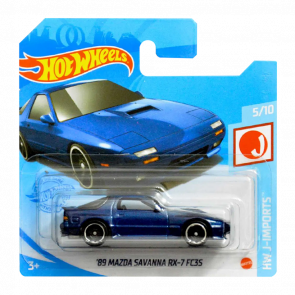 Машинка Базовая Hot Wheels '89 Mazda Savanna RX-7 FC3S J-Imports 1:64 GTC10 Dark Blue - Retromagaz