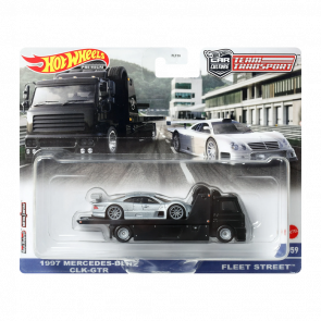 Машинка Premium Hot Wheels 1997 Mercedes-Benz CLK-GTR та Транспортер Fleet Street Team Transport 1:64 FLF56/HKF46 Silver 2шт - Retromagaz