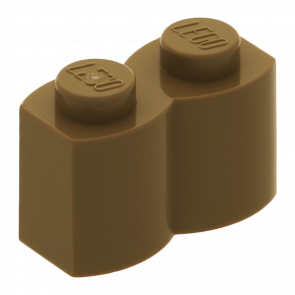 Кубик Lego Модифицированная with Log Profile 1 x 2 30136 4520257 Dark Tan 50шт Б/У