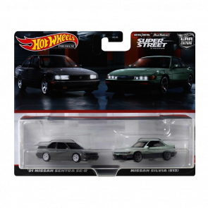 Машинка Premium Hot Wheels '91 Nissan Sentra SE-R / Silvia (S13) 2-Packs 1:64 HYF04 Silver 2шт - Retromagaz