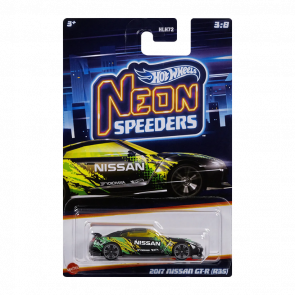 Тематическая Машинка Hot Wheels 2017 Nissan GT-R (R35) Neon Speeders 1:64 HLH72/HLH75 Black - Retromagaz