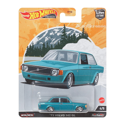 Машинка Premium Hot Wheels '73 Volvo 142 GL AutoStrasse 1:64 HCJ87 Turquoise - Retromagaz