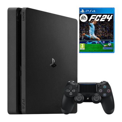 Набор Консоль Sony PlayStation 4 Slim 500GB Black Б/У  + Игра EA Sports FC 24 Русская Озвучка - Retromagaz