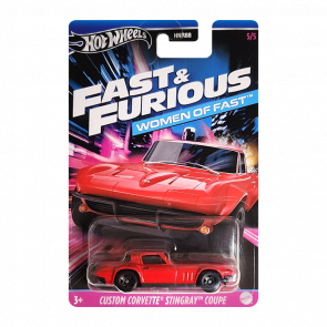 Тематическая Машинка Hot Wheels Custom Corvette Stingray Coupe Women of Fast & Furious 1:64 HNR88/HRW40 Red - Retromagaz