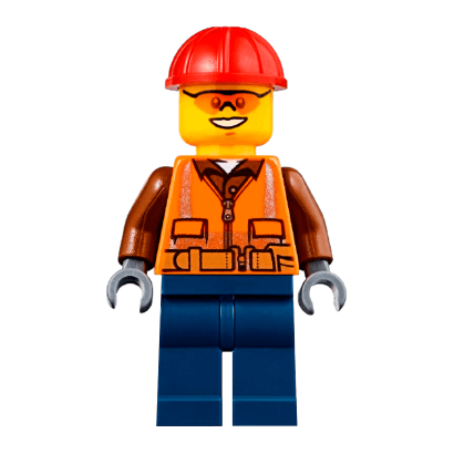 Фігурка Lego Construction 973pb1905 Worker Orange Zipper Safety Stripes City cty0584 Б/У - Retromagaz