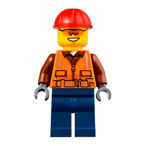 Фигурка Lego Construction 973pb1905 Worker Orange Zipper Safety Stripes City cty0584 Б/У