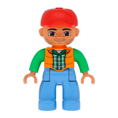 Фигурка Lego Boy Medium Blue Legs Orange Vest Duplo 47394pb166 Б/У - Retromagaz