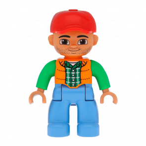 Фигурка Lego Boy Medium Blue Legs Orange Vest Duplo 47394pb166 Б/У - Retromagaz